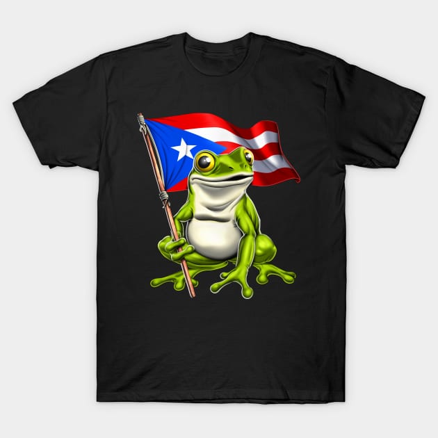 Coqui Frog Puerto Rico Flag T-Shirt by underheaven